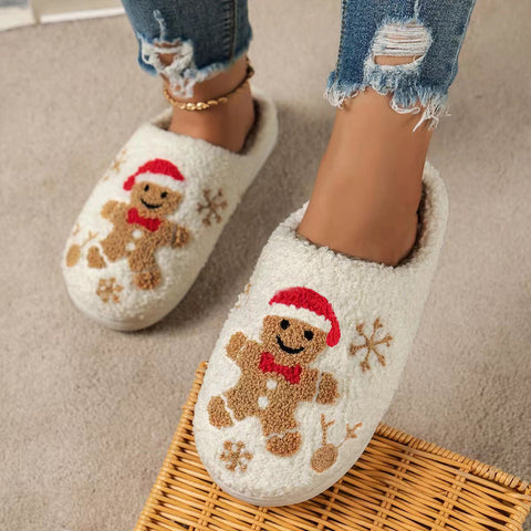 Christmas Snowflake Gingerbread Slippers Winter Indoor Non-slip Floor Bedroom Fuzzy House Shoes For Women Home Slippers Christmas Snowflake Gingerbread Slippers Winter Indoor Non-slip Floor Bedroom Fuzzy House Shoes For Women Home Slippers