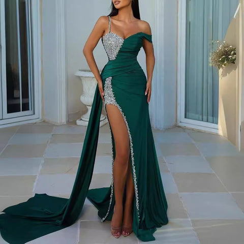 Elegant Heavy Work Gilding Split Expansion Skirt Ball Evening Dress Elegant Heavy Work Gilding Split Expansion Skirt Ball Evening Dress