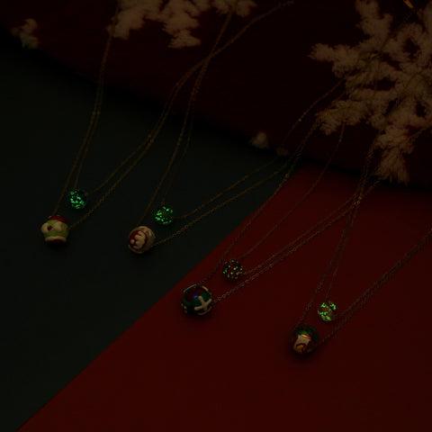 Christmas Luminous Necklace Fashion Niche Christmas Tree Santa Claus Round Bead Double-layer Necklace For Women Jewelry Christmas Luminous Necklace Fashion Niche Christmas Tree Santa Claus Round Bead Double-layer Necklace For Women Jewelry