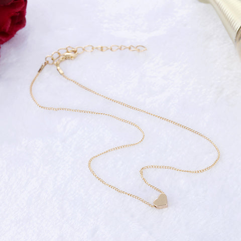 Simple Fashion Gold Color Double-sided Love Pendant Necklaces Clavicle Chains Necklace Women Jewelry Valentines Day Gift Simple Fashion Gold Color Double-sided Love Pendant Necklaces Clavicle Chains Necklace Women Jewelry Valentines Day Gift