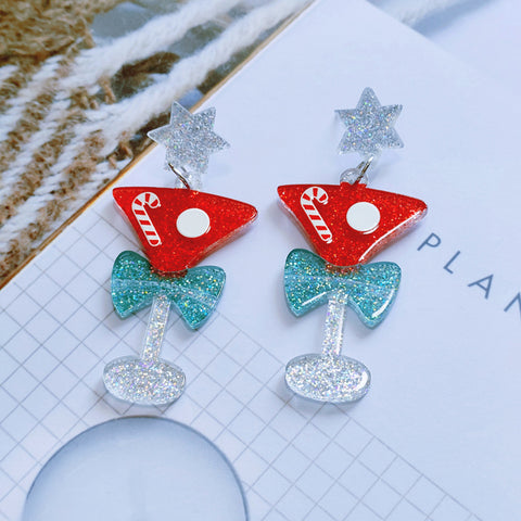 Sweet Christmas Tree Earrings With Rhinestones New Fashion Christmas Acrylic Earrings Women's Jewelry Sweet Christmas Tree Earrings With Rhinestones New Fashion Christmas Acrylic Earrings Women's Jewelry