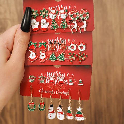Christmas Stud Combination Suit Snowflake Elk Earrings Christmas Stud Combination Suit Snowflake Elk Earrings