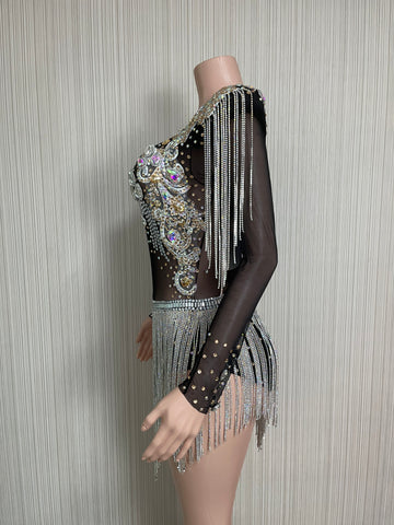 Dazzling Glitter-Embellished Bodycon Jumpsuit - Striking Gold One-Shoulder Romper for Glamorous Nights Dazzling Glitter-Embellished Bodycon Jumpsuit - Striking Gold One-Shoulder Romper for Glamorous Nights