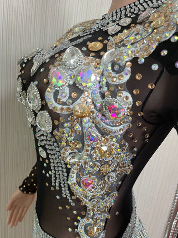 Dazzling Glitter-Embellished Bodycon Jumpsuit - Striking Gold One-Shoulder Romper for Glamorous Nights Dazzling Glitter-Embellished Bodycon Jumpsuit - Striking Gold One-Shoulder Romper for Glamorous Nights
