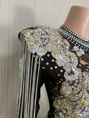 Dazzling Glitter-Embellished Bodycon Jumpsuit - Striking Gold One-Shoulder Romper for Glamorous Nights Dazzling Glitter-Embellished Bodycon Jumpsuit - Striking Gold One-Shoulder Romper for Glamorous Nights