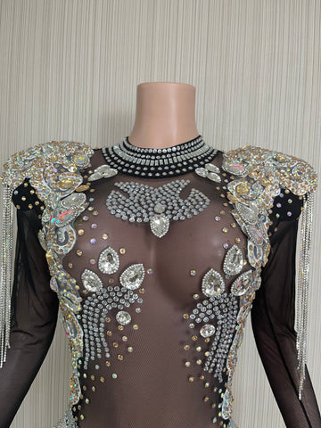 Dazzling Glitter-Embellished Bodycon Jumpsuit - Striking Gold One-Shoulder Romper for Glamorous Nights Dazzling Glitter-Embellished Bodycon Jumpsuit - Striking Gold One-Shoulder Romper for Glamorous Nights