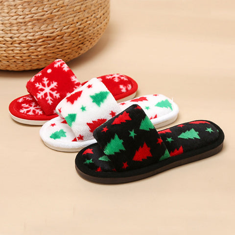 Christmas Tree Home Slippers Fashion Floor Bedroom Open-toe Plush Slippers For Women Fuzzy House Shoes Christmas Tree Home Slippers Fashion Floor Bedroom Open-toe Plush Slippers For Women Fuzzy House Shoes