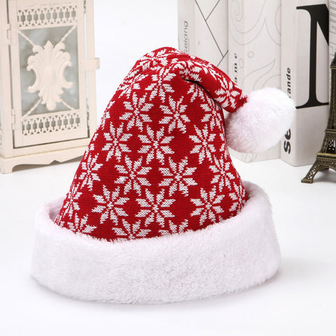 Snowflake Deer Knitted Wool Flannel Christmas Hat Snowflake Deer Knitted Wool Flannel Christmas Hat