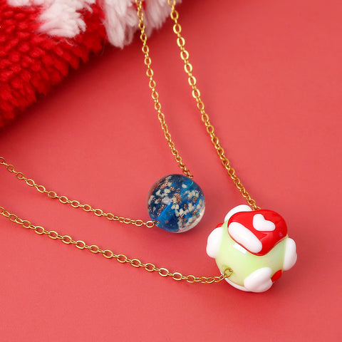 Christmas Luminous Necklace Fashion Niche Christmas Tree Santa Claus Round Bead Double-layer Necklace For Women Jewelry Christmas Luminous Necklace Fashion Niche Christmas Tree Santa Claus Round Bead Double-layer Necklace For Women Jewelry