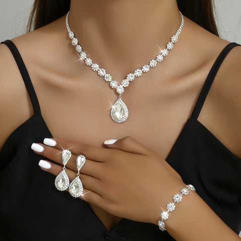 Fashion Jewelry Bridal Jewelry Suit Necklace Ear Stud Bracelet Three-piece Set Fashion Jewelry Bridal Jewelry Suit Necklace Ear Stud Bracelet Three-piece Set