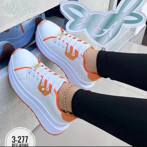Women's Platform Shoes Lace-up White Shoes Women's Platform Shoes Lace-up White Shoes