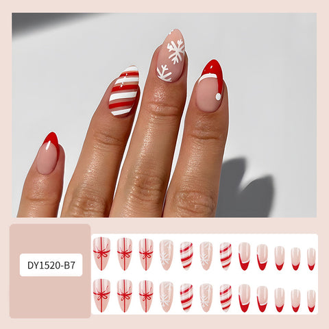24pcs Christmas False Nails Hat Striped Snowflake Nail Art Stickers For Parties Dances Or Holiday Wear 24pcs Christmas False Nails Hat Striped Snowflake Nail Art Stickers For Parties Dances Or Holiday Wear