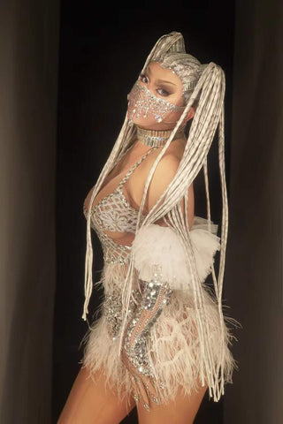 Ghoulish Glamour - Halloween Stage Wear with Nude Rhinestones and Sequins Ghoulish Glamour - Halloween Stage Wear with Nude Rhinestones and Sequins