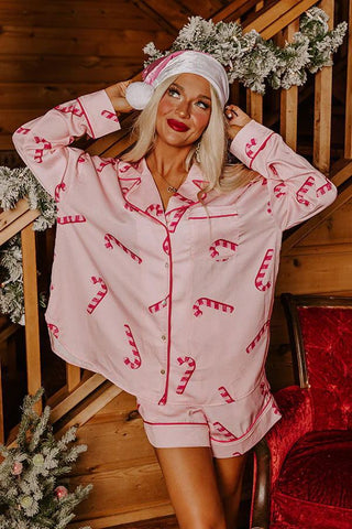 Satin Printed Santa Claus Two-piece Suit Home Satin Printed Santa Claus Two-piece Suit Home