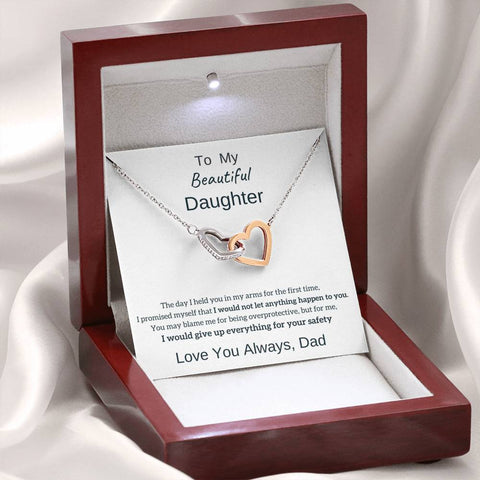 Double Heart Necklace Personalized Design Two-color Peach Double Heart Necklace Personalized Design Two-color Peach