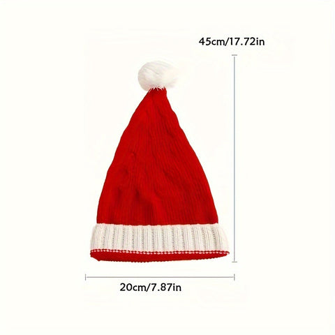 New Knitted Christmas Hat With Fur Ball Holiday Party Decoration Warm Hat Winter New Knitted Christmas Hat With Fur Ball Holiday Party Decoration Warm Hat Winter