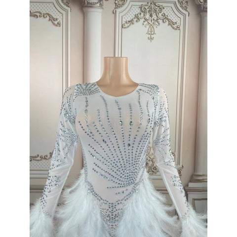Glam Feathered Bodysuit - Party, Sing, Dance – Plus Size Glam Feathered Bodysuit - Party, Sing, Dance – Plus Size