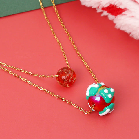 Christmas Luminous Necklace Fashion Niche Christmas Tree Santa Claus Round Bead Double-layer Necklace For Women Jewelry Christmas Luminous Necklace Fashion Niche Christmas Tree Santa Claus Round Bead Double-layer Necklace For Women Jewelry