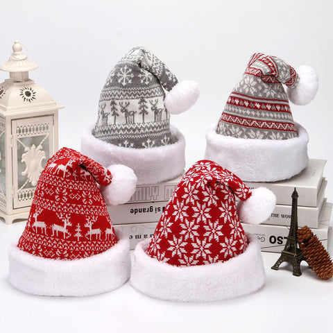 Snowflake Deer Knitted Wool Flannel Christmas Hat Snowflake Deer Knitted Wool Flannel Christmas Hat