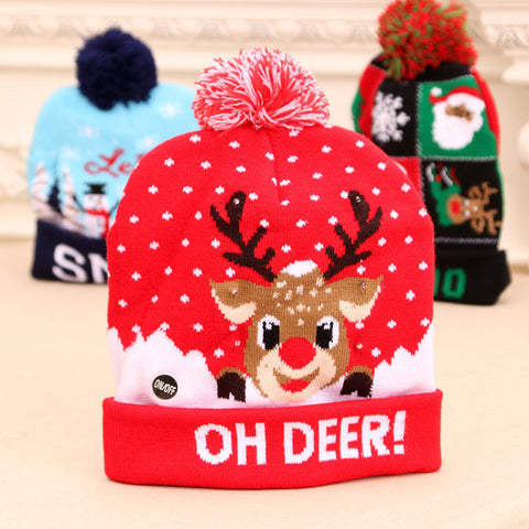 LED Christmas Hat Sweater Knitted Beanie Christmas Light Up Knitted Hat Christmas Gift Kids Xmas New Year Decorations LED Christmas Hat Sweater Knitted Beanie Christmas Light Up Knitted Hat Christmas Gift Kids Xmas New Year Decorations
