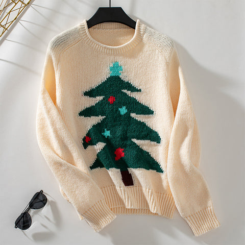 Christmas Tree Pullover Women's Round Neck Loose Sweater Christmas Tree Pullover Women's Round Neck Loose Sweater