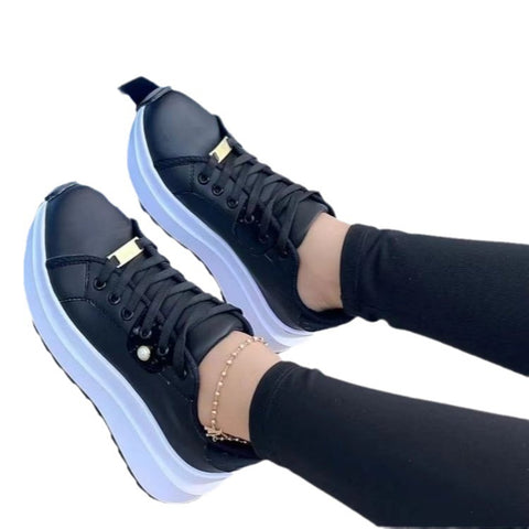 Women's Platform Shoes Lace-up White Shoes Women's Platform Shoes Lace-up White Shoes