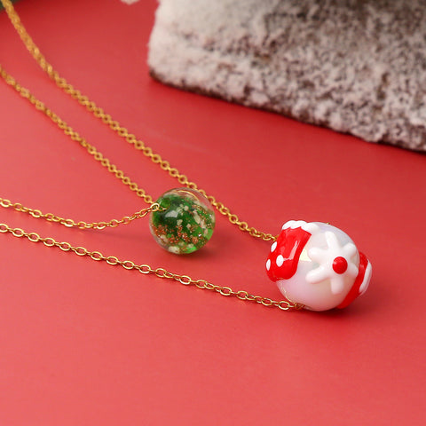 Christmas Luminous Necklace Fashion Niche Christmas Tree Santa Claus Round Bead Double-layer Necklace For Women Jewelry Christmas Luminous Necklace Fashion Niche Christmas Tree Santa Claus Round Bead Double-layer Necklace For Women Jewelry