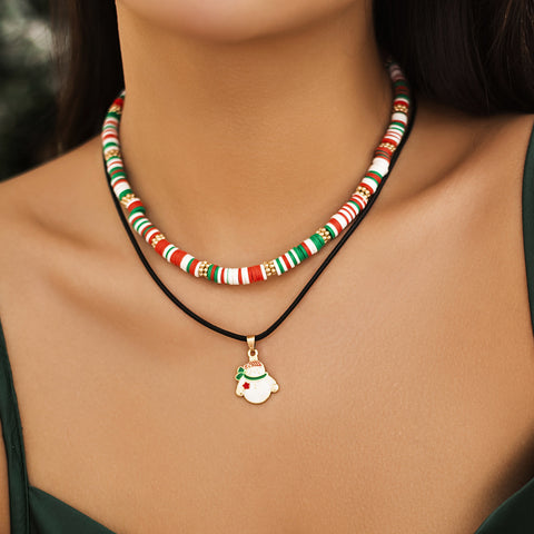 Beaded Women's Necklace Christmas Snowman Gift Imitation Crystal Ornament Beaded Women's Necklace Christmas Snowman Gift Imitation Crystal Ornament