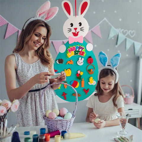 Easter Kids DIY Felt Bunny Pendants Toy with Detachable Alphabet Easter Ornament Kids Easter Gift for Home Door Wall Decoration Easter Kids DIY Felt Bunny Pendants Toy with Detachable Alphabet Easter Ornament Kids Easter Gift for Home Door Wall Decoration