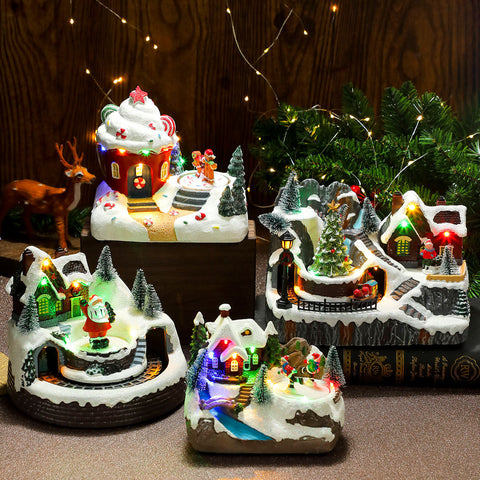 Christmas Rotating Resin Luminous Music Box Ornaments Christmas Rotating Resin Luminous Music Box Ornaments