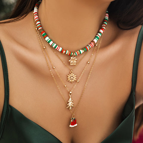Beaded Women's Necklace Christmas Snowman Gift Imitation Crystal Ornament Beaded Women's Necklace Christmas Snowman Gift Imitation Crystal Ornament