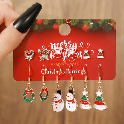 Christmas Stud Combination Suit Snowflake Elk Earrings Christmas Stud Combination Suit Snowflake Elk Earrings