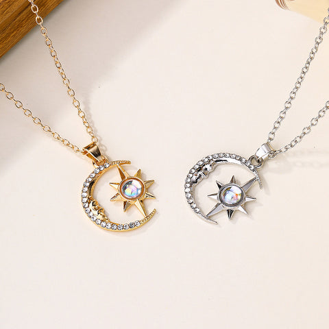 Fashion Jewelry Fashion Moon Star Zircon Pendant Necklace Stainless Steel Light Luxury Choker Jewelry Party Gifts For Women Girls Fashion Jewelry Fashion Moon Star Zircon Pendant Necklace Stainless Steel Light Luxury Choker Jewelry Party Gifts For Women Girls