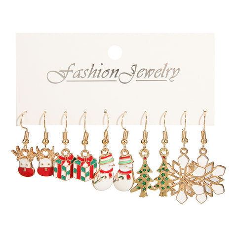 Christmas Stud Combination Suit Snowflake Elk Earrings Christmas Stud Combination Suit Snowflake Elk Earrings
