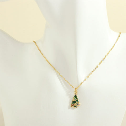Christmas Tree Santa Claus Elk Snowman Oil-drop Necklace With Colored Rhinestones Ins Festival Clavicle Chain Necklace For Women Jewelry Christmas Tree Santa Claus Elk Snowman Oil-drop Necklace With Colored Rhinestones Ins Festival Clavicle Chain Necklace For Women Jewelry