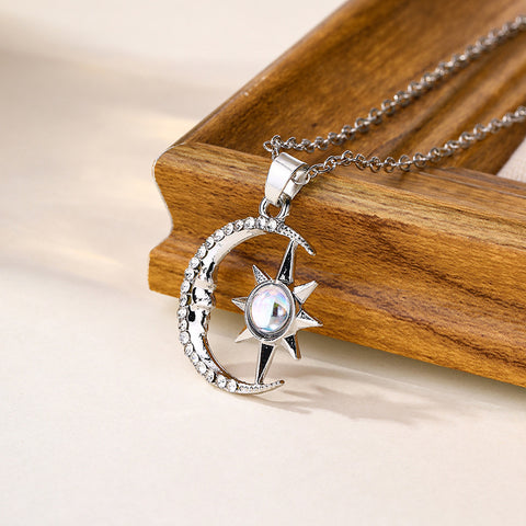 Fashion Jewelry Fashion Moon Star Zircon Pendant Necklace Stainless Steel Light Luxury Choker Jewelry Party Gifts For Women Girls Fashion Jewelry Fashion Moon Star Zircon Pendant Necklace Stainless Steel Light Luxury Choker Jewelry Party Gifts For Women Girls