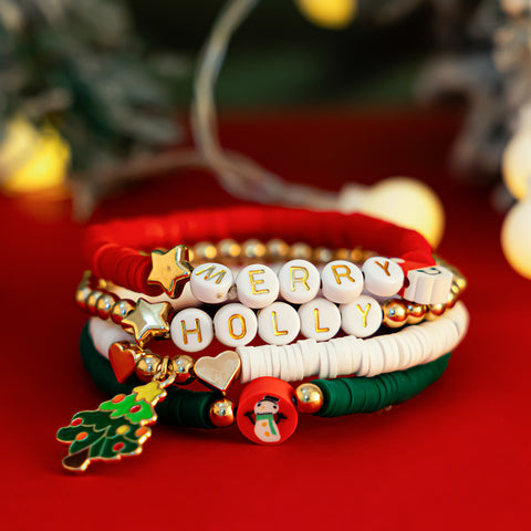 Christmas Polymer Clay Color Bracelet Suit Christmas Polymer Clay Color Bracelet Suit