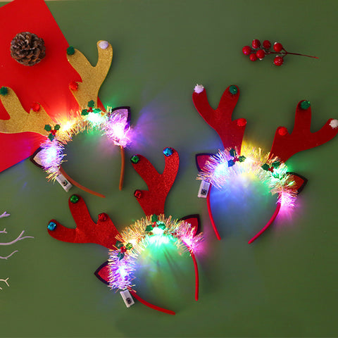 Christmas Hair Band Glowing Headband Xmas Tree Snowflake Hair Band Deer Horn Light Flashing Headwear Merry Christmas Gift Christmas Hair Band Glowing Headband Xmas Tree Snowflake Hair Band Deer Horn Light Flashing Headwear Merry Christmas Gift