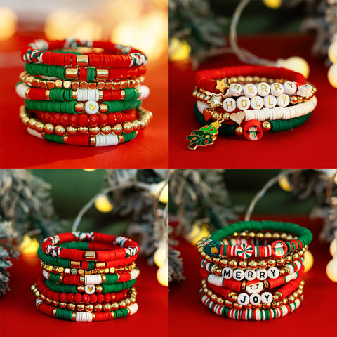 Christmas Polymer Clay Color Bracelet Suit Christmas Polymer Clay Color Bracelet Suit