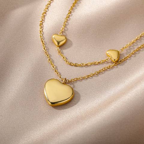 Fashion Jewelry Multilayer Heart Pendant Necklaces For Women Stainless Steel Chain Choker Zircon Moon Star Necklace Femme Wedding Jewelry Gift Fashion Jewelry Multilayer Heart Pendant Necklaces For Women Stainless Steel Chain Choker Zircon Moon Star Necklace Femme Wedding Jewelry Gift