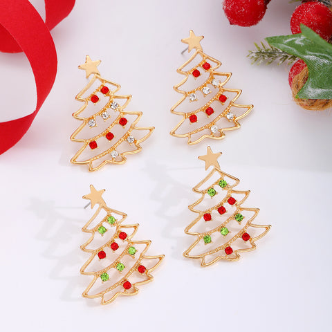Christmas Earrings With Christmas Tree Colorful Zircon Christmas Tree Earrings  For Women Personality Earrings Party Jewelry Christmas Gift Christmas Earrings With Christmas Tree Colorful Zircon Christmas Tree Earrings  For Women Personality Earrings Party Jewelry Christmas Gift