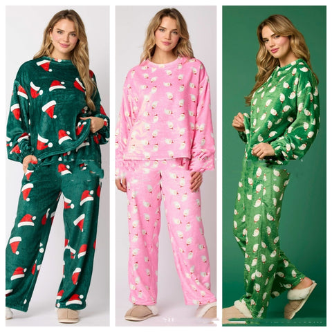 Women's Christmas Hat Pajamas Long Sleeve Trousers Suit Women's Christmas Hat Pajamas Long Sleeve Trousers Suit