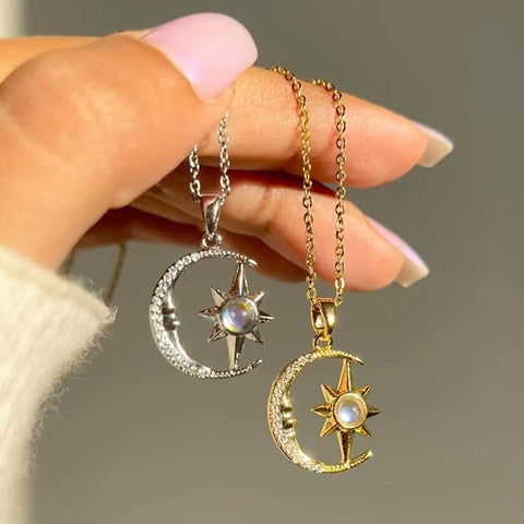 Fashion Jewelry Fashion Moon Star Zircon Pendant Necklace Stainless Steel Light Luxury Choker Jewelry Party Gifts For Women Girls Fashion Jewelry Fashion Moon Star Zircon Pendant Necklace Stainless Steel Light Luxury Choker Jewelry Party Gifts For Women Girls