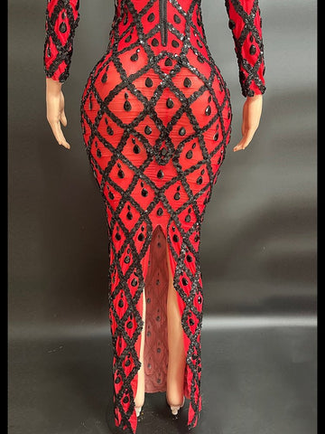 Sophisticated High-Neck Red Evening Gown - Perfect for Parties, Clubs, and Formal Affairs Sophisticated High-Neck Red Evening Gown - Perfect for Parties, Clubs, and Formal Affairs
