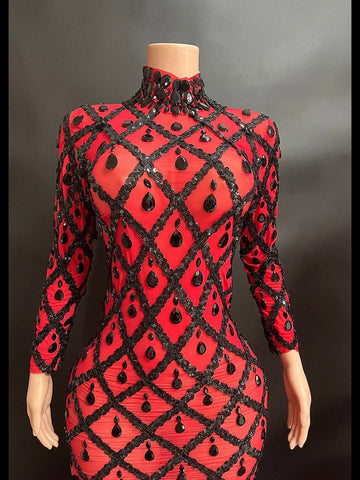 Sophisticated High-Neck Red Evening Gown - Perfect for Parties, Clubs, and Formal Affairs Sophisticated High-Neck Red Evening Gown - Perfect for Parties, Clubs, and Formal Affairs