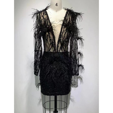 Black Color Long Sleeve Mini Dress, Party Dress, Birtyday Party Celebrate Dress, Sexy Dress - 28Swim Black Color Long Sleeve Mini Dress, Party Dress, Birtyday Party Celebrate Dress, Sexy Dress - 28Swim