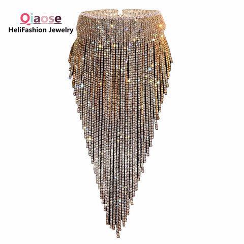 Stunning Rhinestone Long Chain Choker Necklace - Shiny Fashion Jewelry for Women Stunning Rhinestone Long Chain Choker Necklace - Shiny Fashion Jewelry for Women