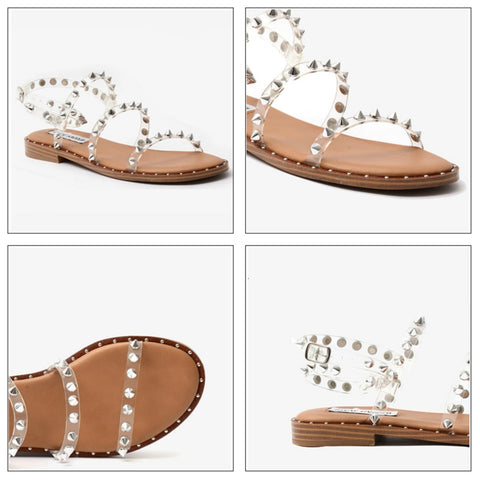 Women's Studded Flat Sandals - Fashionable, Lightweight, Non-slip Summer Shoes Women's Studded Flat Sandals - Fashionable, Lightweight, Non-slip Summer Shoes