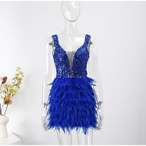 Sequin Feathers Mini Skirt Dress: A Glamorous and Luxurious Choice for 2023 Sequin Feathers Mini Skirt Dress: A Glamorous and Luxurious Choice for 2023