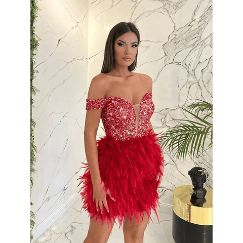 Sequin Feathers Mini Skirt Dress: A Glamorous and Luxurious Choice for 2023 Sequin Feathers Mini Skirt Dress: A Glamorous and Luxurious Choice for 2023